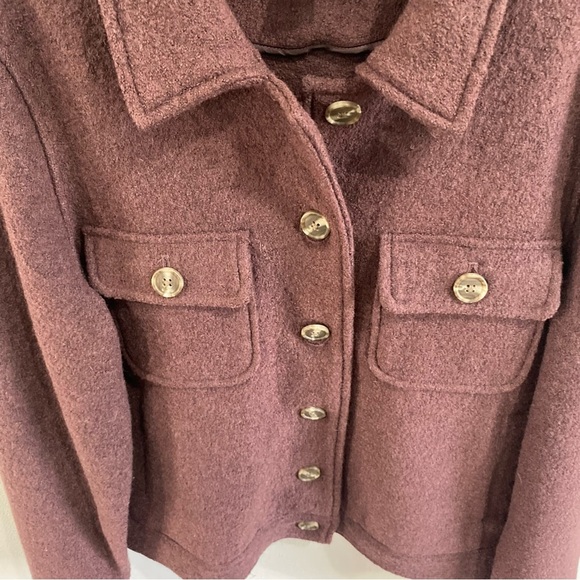 Joie | Mulberry Color Wool Blend Boiled Cropped Shacket - Picture 6 of 10